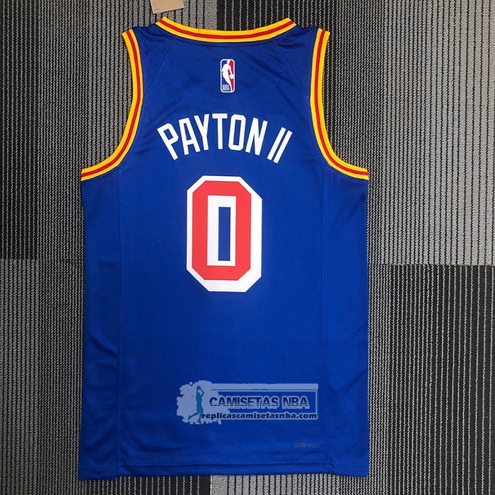 Camiseta Golden State Warriors Gary Payton II NO 0 75th Anniversary Azul